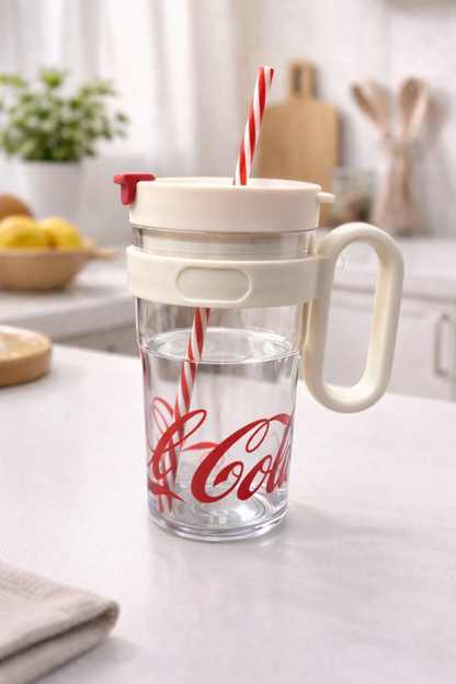 Desenli Pipetli Kapaklı 800ML Polikarbon Matara KW-1031