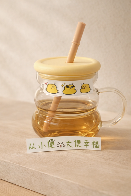 Stickerli Pipetli Kapaklı 750ML Sevimli Polikarbon Matara KW-897