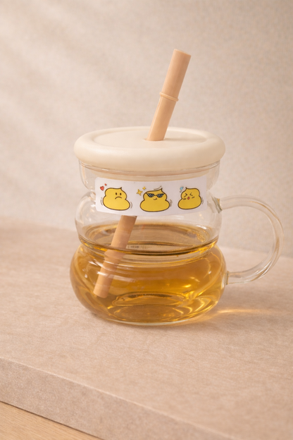 Stickerli Pipetli Kapaklı 750ML Sevimli Polikarbon Matara KW-897