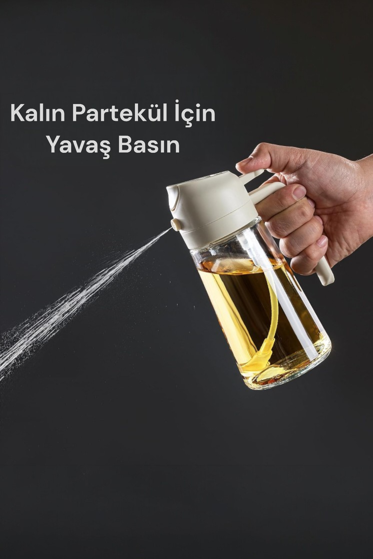 Kitchen Way Cam Sprey Yağdanlık 2'si 1 Arada Kullanım Damlatmaz Conta Başlıklı Borosilikat Dökme Ağızlı Yağdanlık KW-345