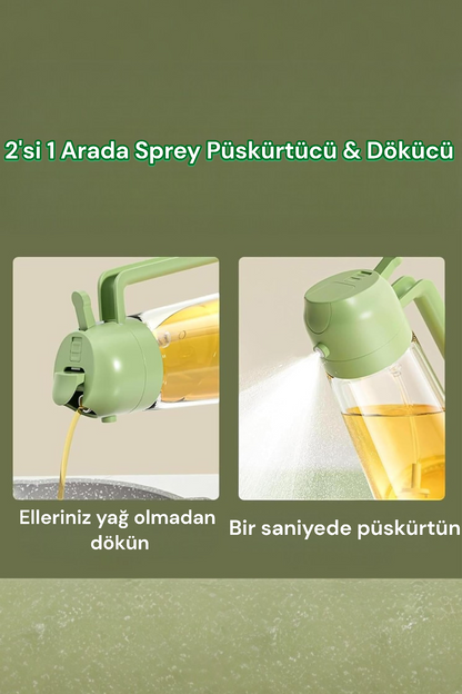 Cam Sprey Yağdanlık 2'si 1 Arada Kullanım Damlatmaz Conta Başlıklı Borosilikat Dökme Ağızlı Yağdanlık KW-345 PHŞPZR QAZWSX