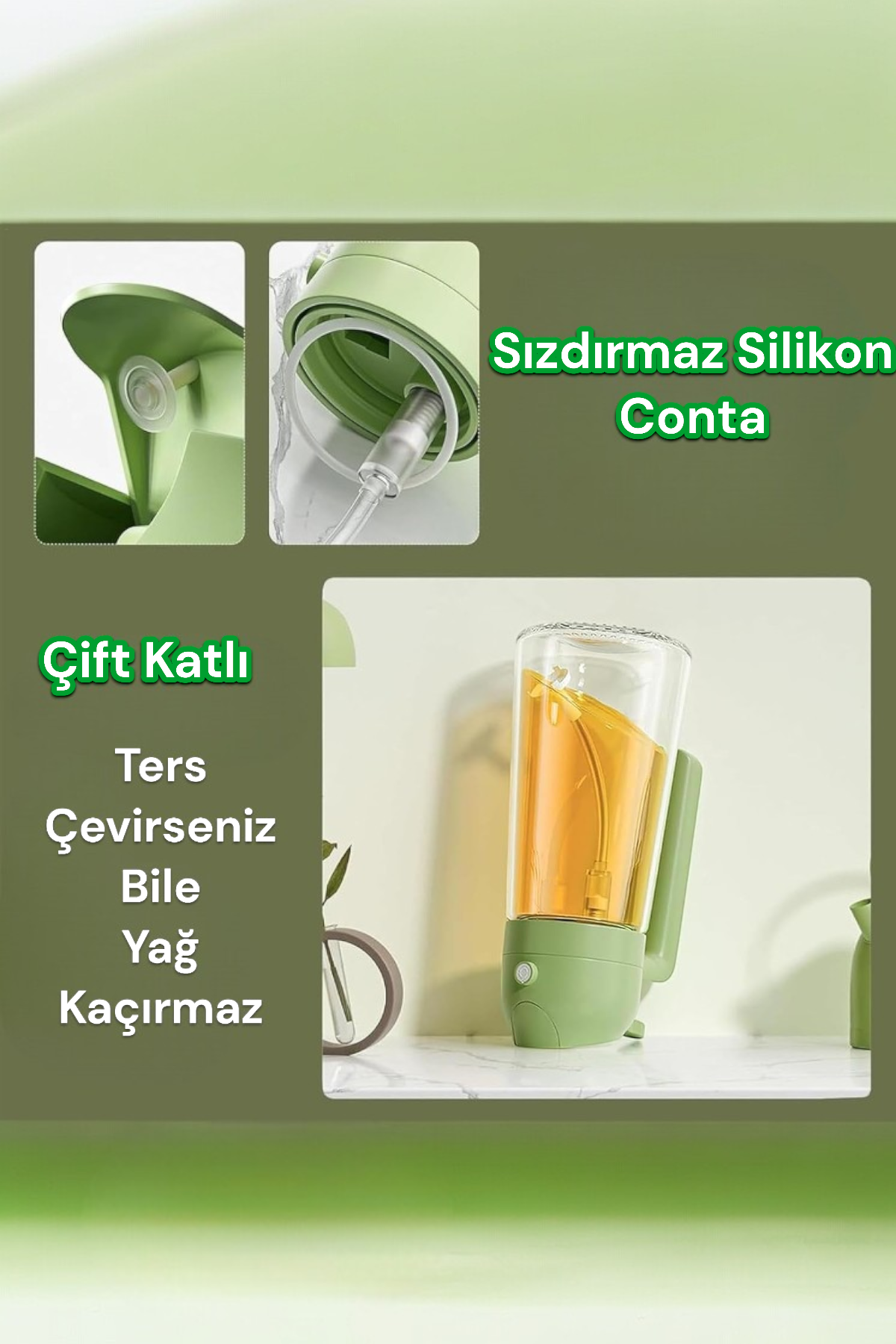 Kitchen Way Cam Sprey Yağdanlık 2'si 1 Arada Kullanım Damlatmaz Conta Başlıklı Borosilikat Dökme Ağızlı Yağdanlık KW-345