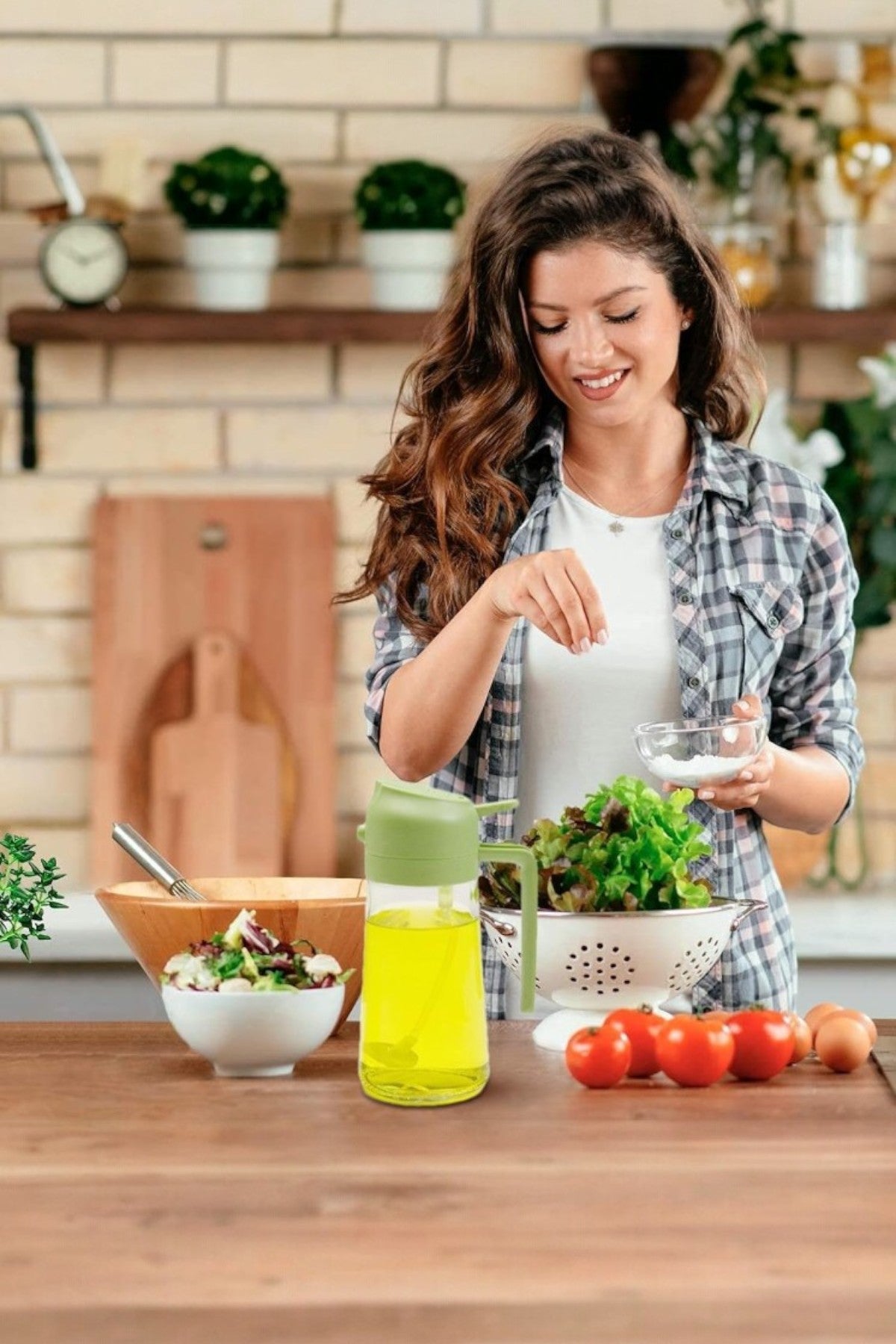 Kitchen Way Cam Sprey Yağdanlık 2'si 1 Arada Kullanım Damlatmaz Conta Başlıklı Borosilikat Dökme Ağızlı Yağdanlık KW-345