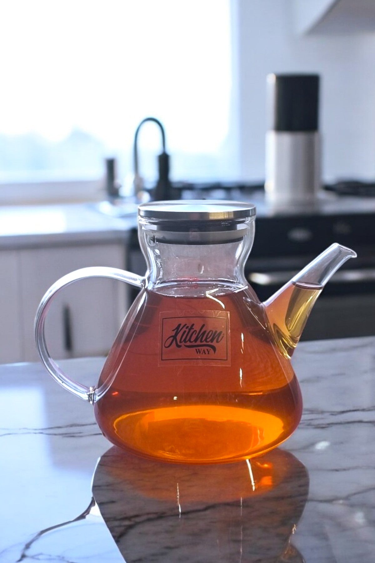 Borosilikat Cam Yağdanlık Metal Kapaklı Contalı Sızdırmaz 700ml Yağdanlık KW-393