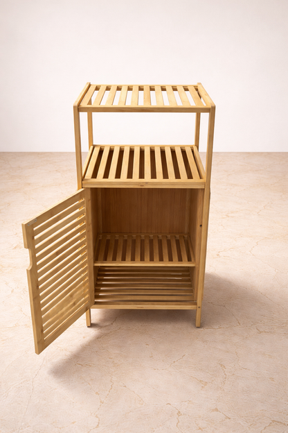 Bambu Çamaşır Sepeti Ayaklı Doğal Bambu Dayanıklı Şık Tasarım SHN-2095