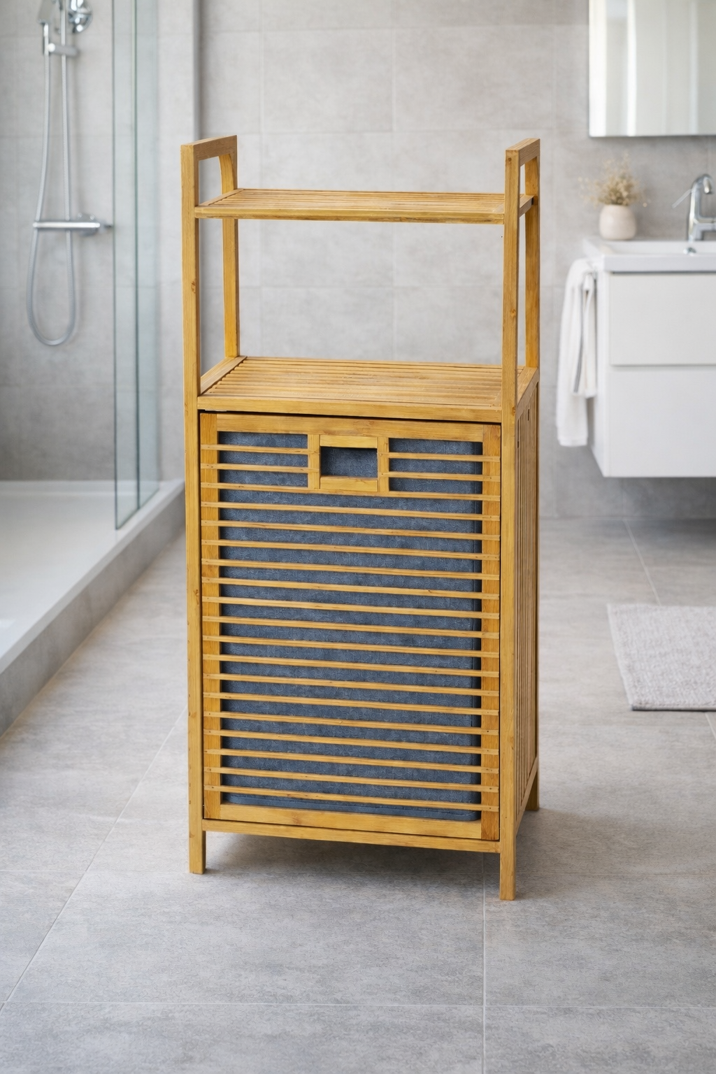 Bambu Çamaşır Sepeti Kapaklı Doğal Bambu Dayanıklı Şık Tasarım SHN-2097