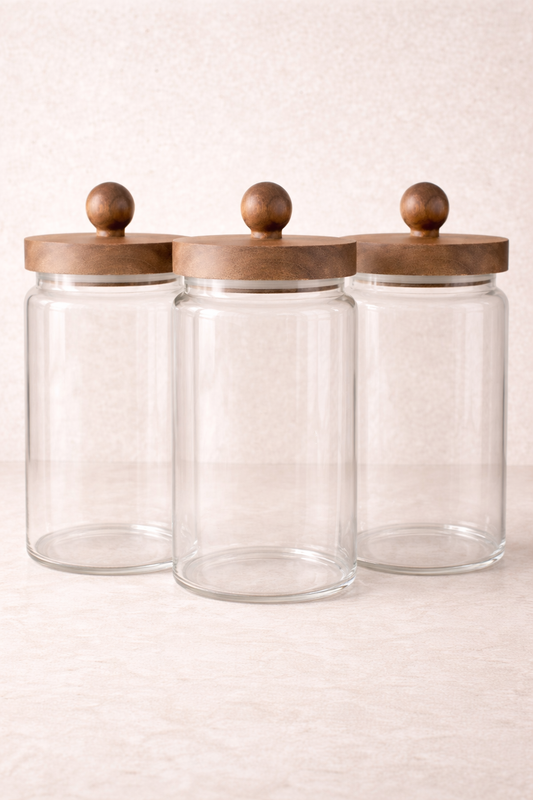 Akasya Conta Kapaklı 3'lü Borosilikat 750ml Kavanoz Seti KW-744