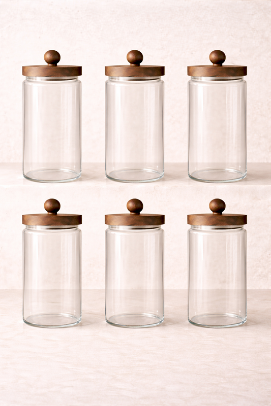 Akasya Conta Kapaklı 6'lı Borosilikat 750ml Kavanoz Seti KW-744