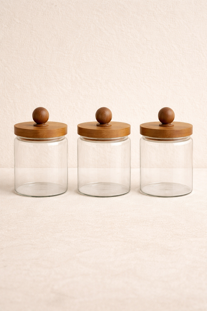 Akasya Conta Kapaklı 3'lü Borosilikat 450ml Kavanoz Seti KW-742