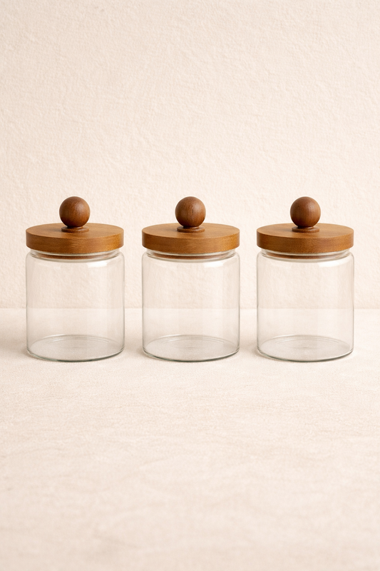 Akasya Conta Kapaklı 3'lü Borosilikat 450ml Kavanoz Seti KW-742