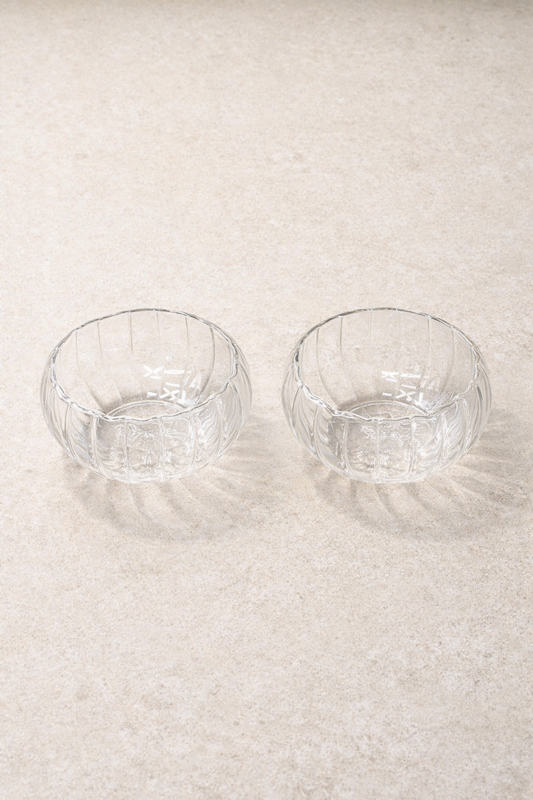 Borosilikat 2 Li Yuvarlak Çift Cidarlı Çerezlik Cam Kase Drajelik Reçellik Seti KW-702