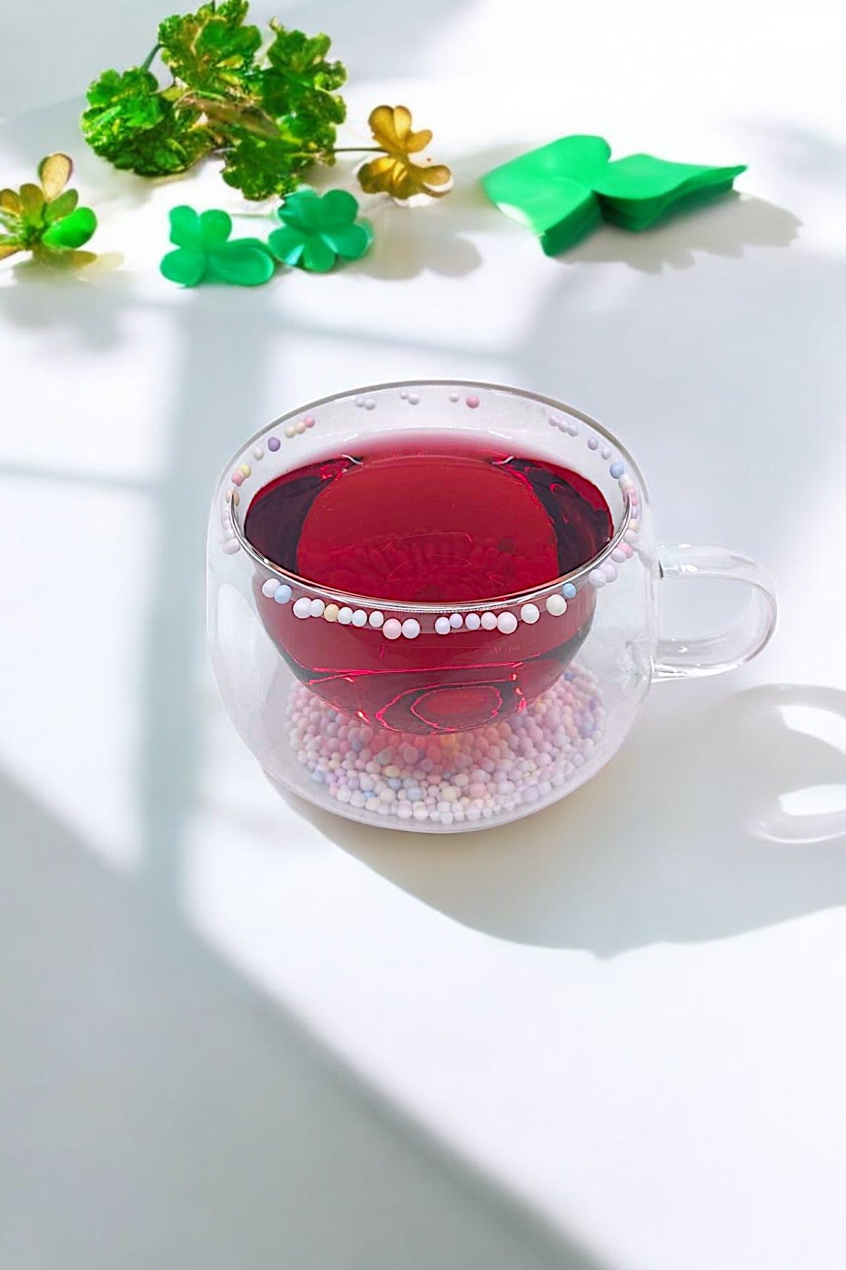 Çift Cidarlı Borosilikat 200ML Boncuk Figürlü Bardak Kupa KW-379B