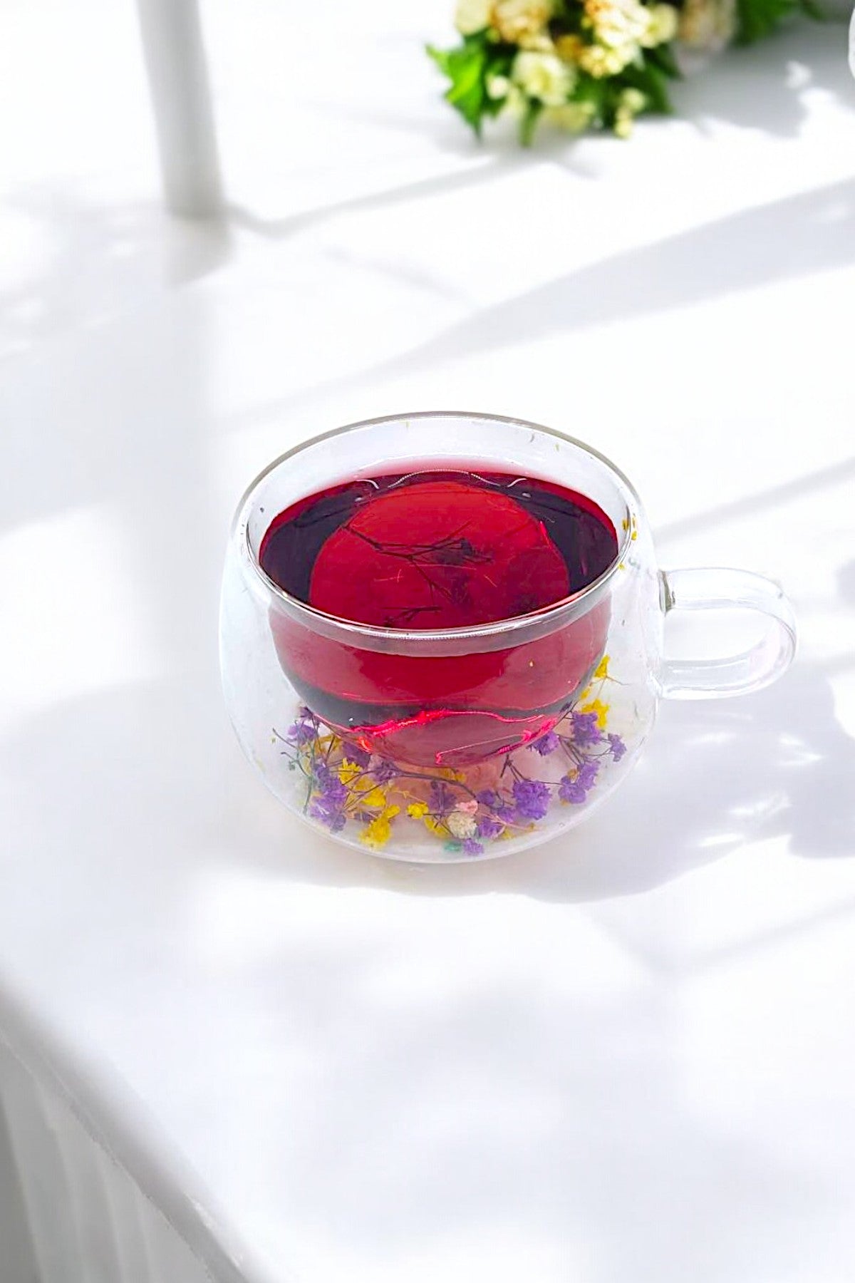 Çift Cidarlı Borosilikat 200ML Çiçek Figürlü Bardak Kupa KW-379C