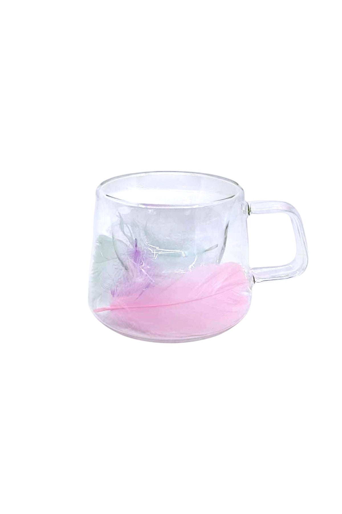 Çift Cidarlı Borosilikat 200ML Tüy Figürlü Bardak Kupa KW-380D