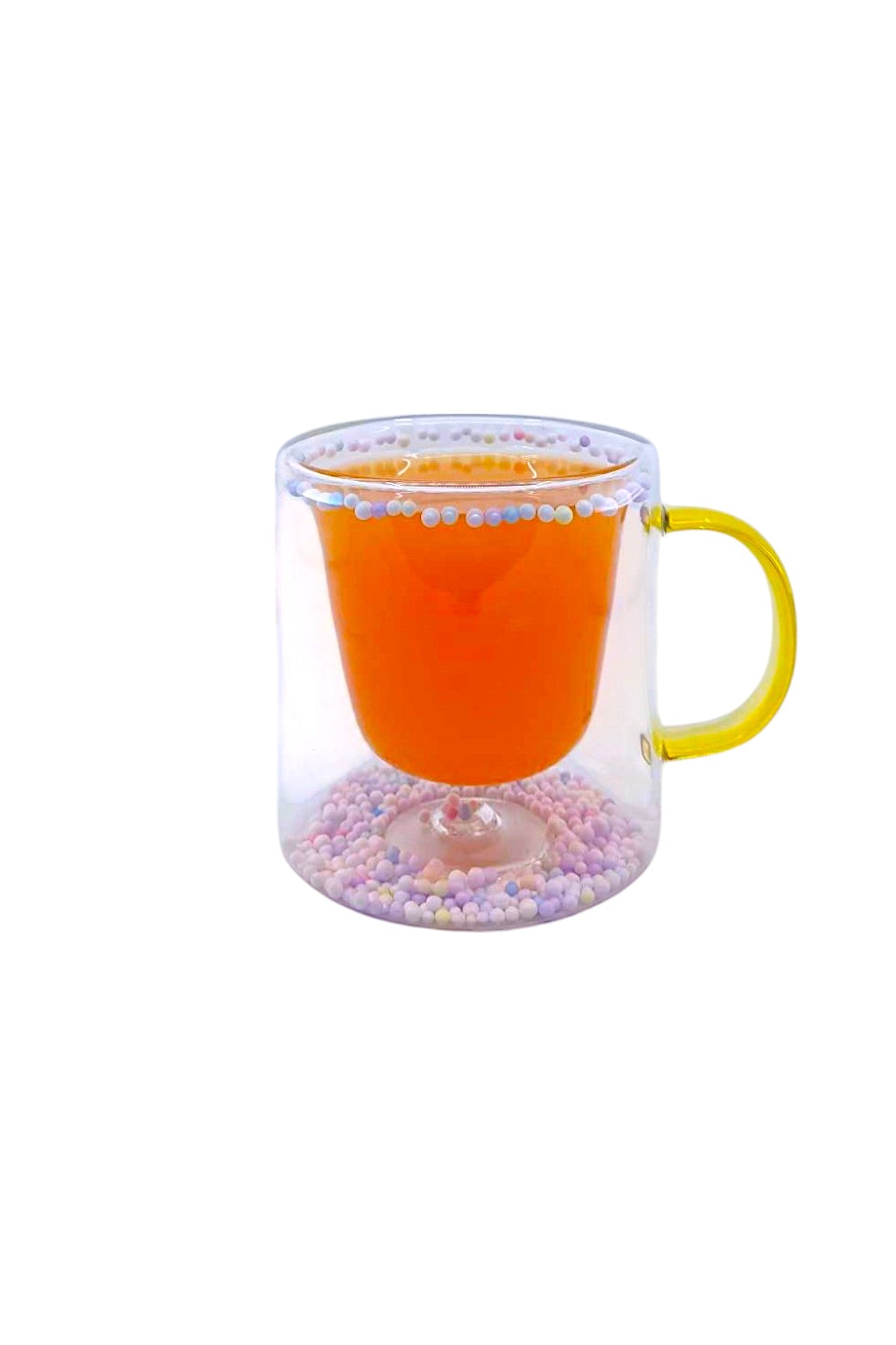 Çift Cidarlı Borosilikat 250ML Boncuk Figürlü Bardak Kupa KW-377B