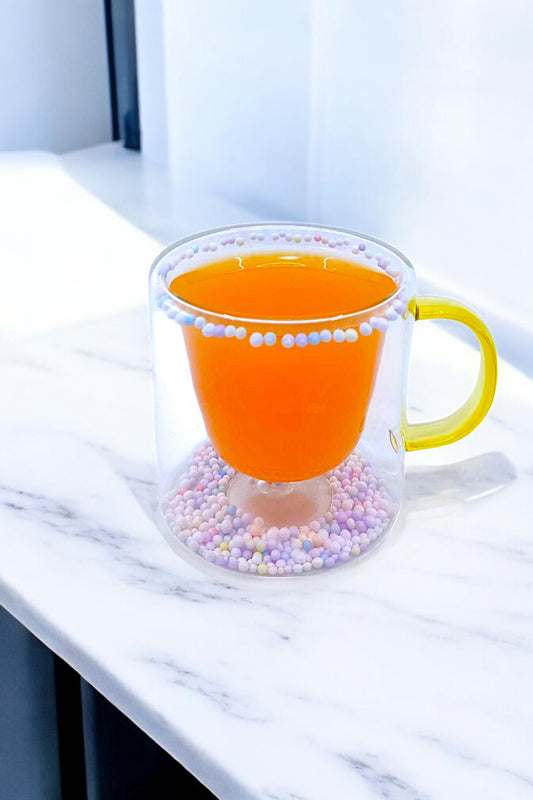 Çift Cidarlı Borosilikat 250ML Boncuk Figürlü Bardak Kupa KW-377B