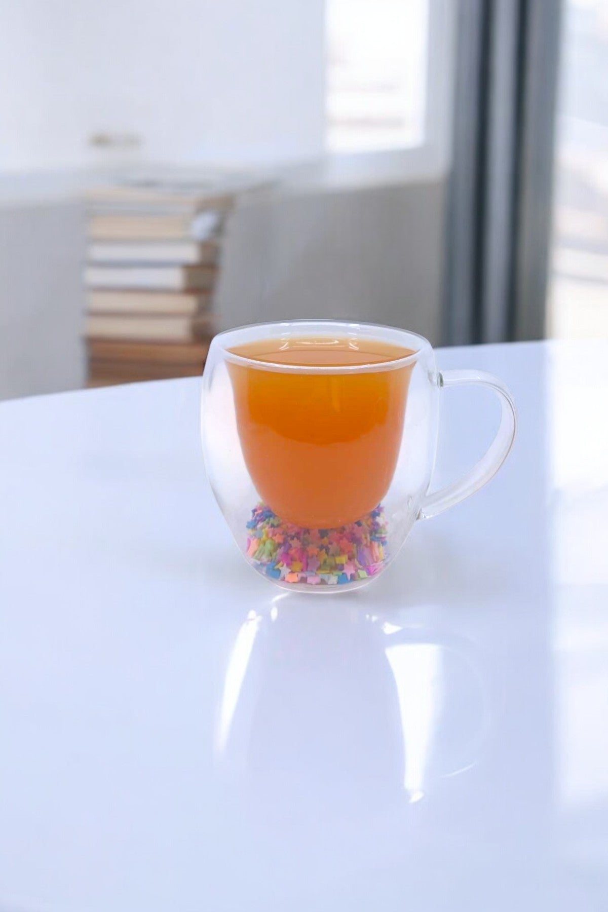 Çift Cidarlı Borosilikat 250ML Yıldız Figürlü Bardak Kupa KW-378A