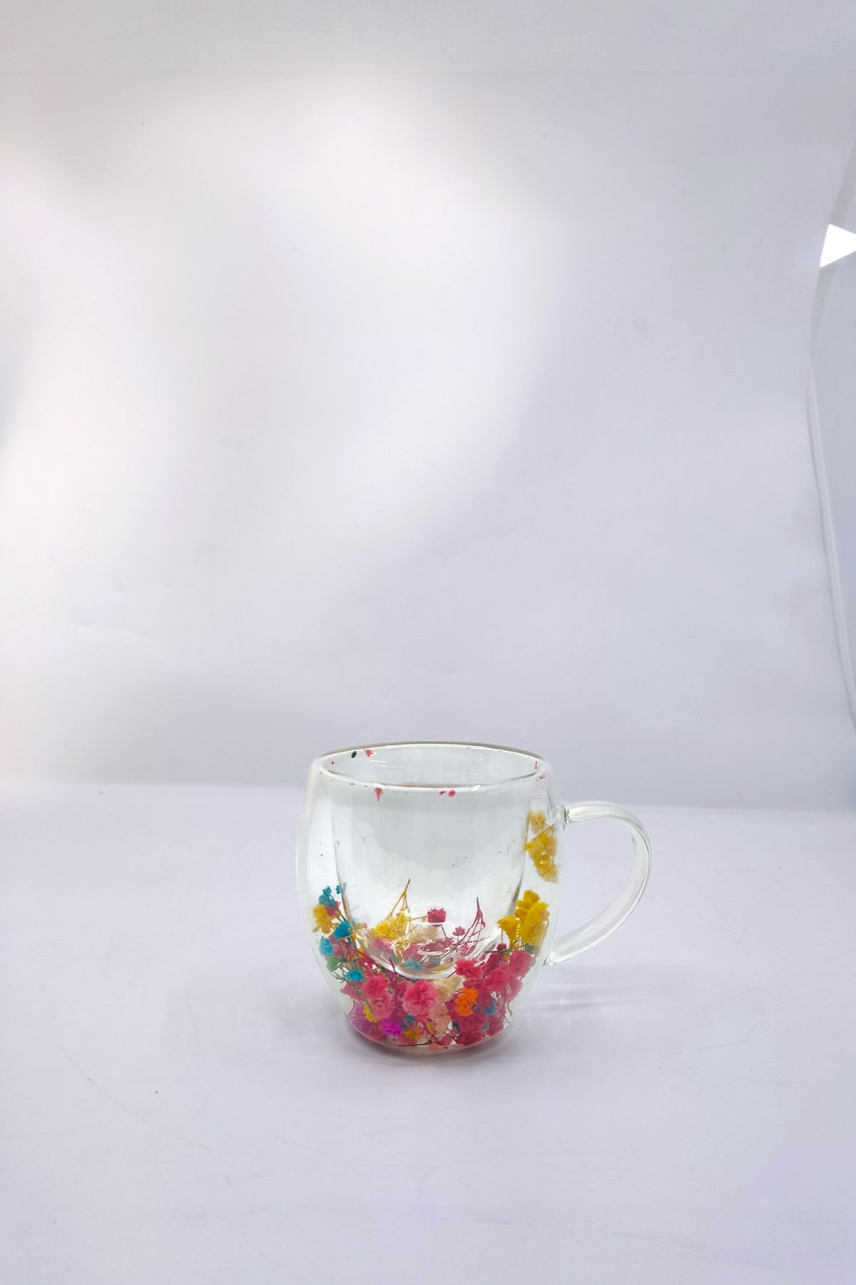 Çift Cidarlı Borosilikat 250ML Çiçek Figürlü Bardak Kupa KW-378C