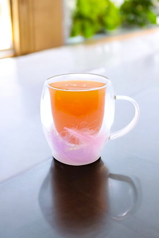 Çift Cidarlı Borosilikat 250ML Tüy Figürlü Bardak Kupa KW-378D