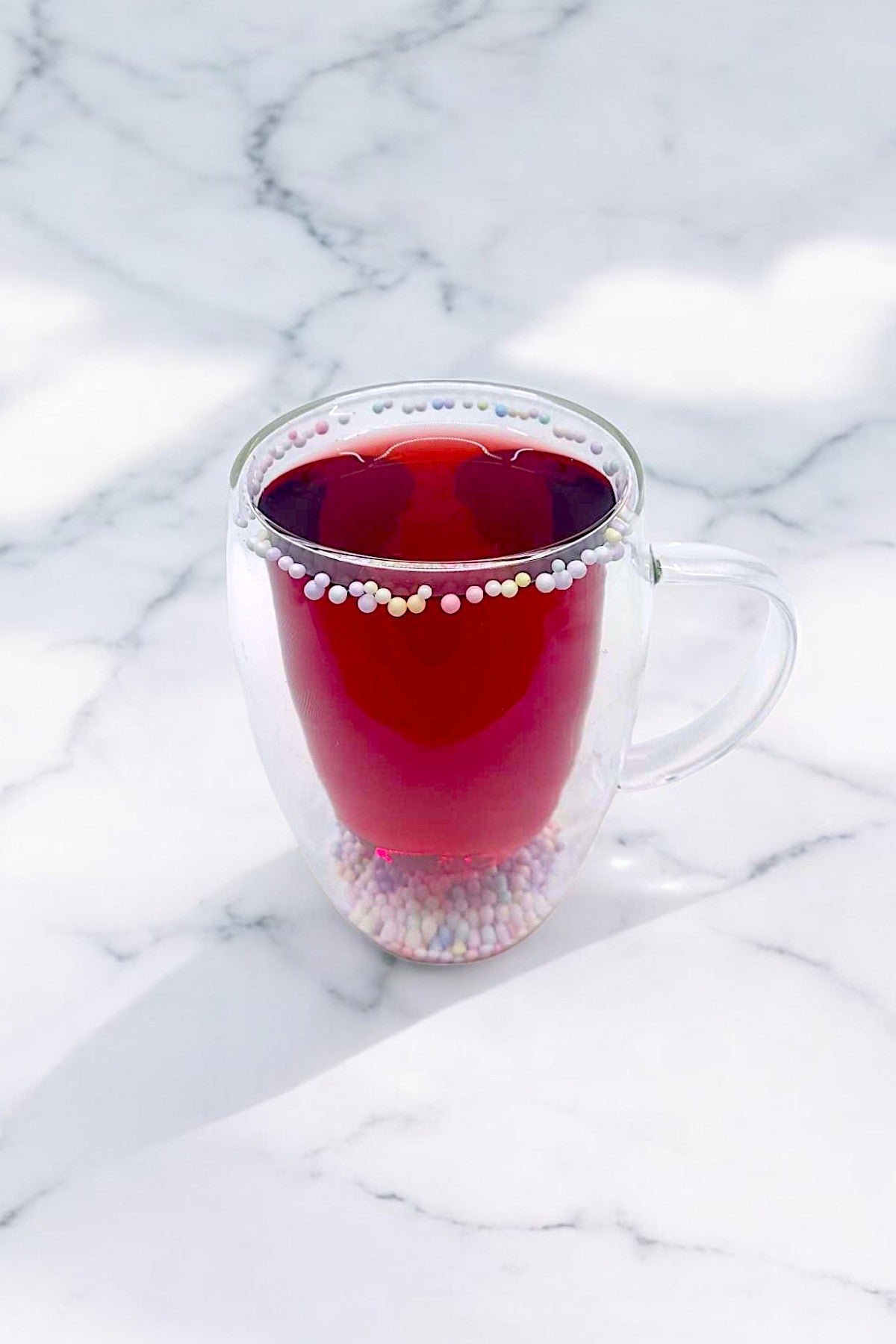 Çift Cidarlı Borosilikat 350ML Boncuk Figürlü Bardak Kupa KW-381B