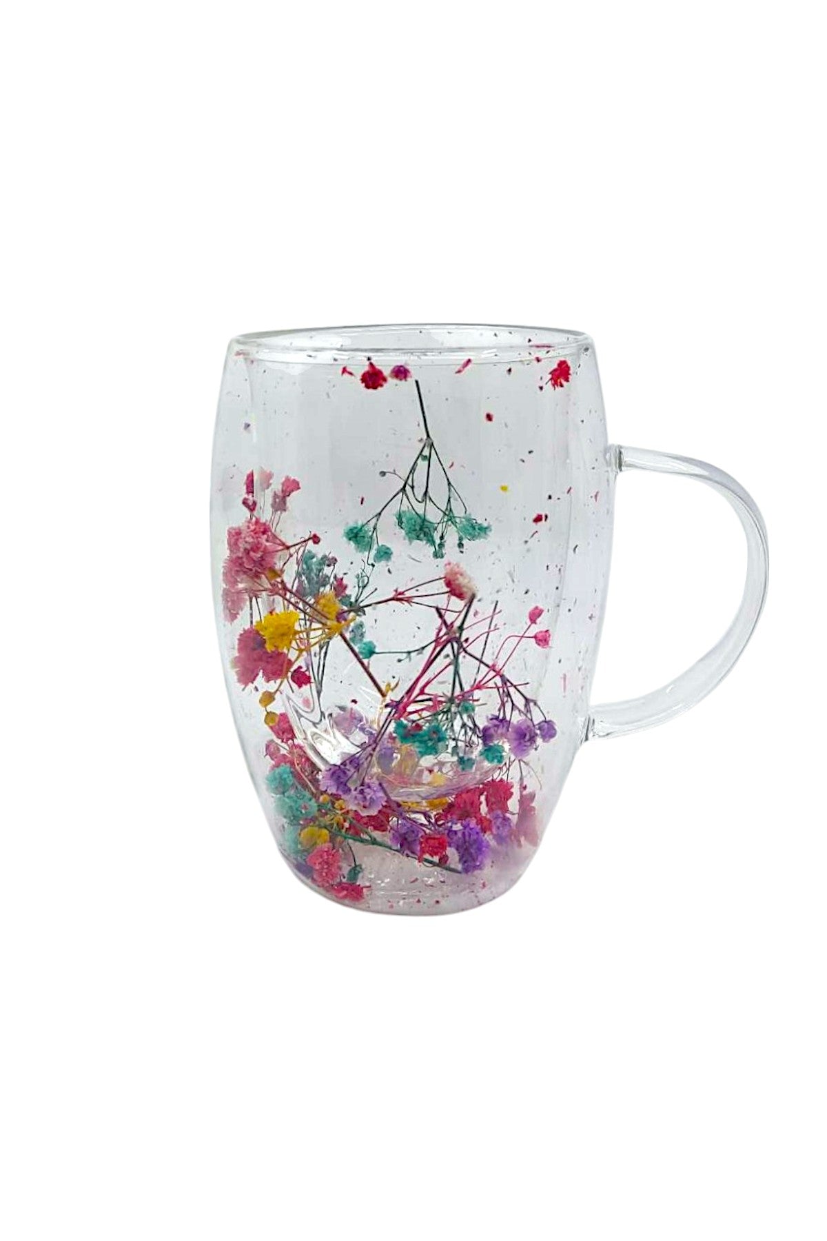 Çift Cidarlı Borosilikat 350ML Çiçek Figürlü Bardak Kupa KW-381C