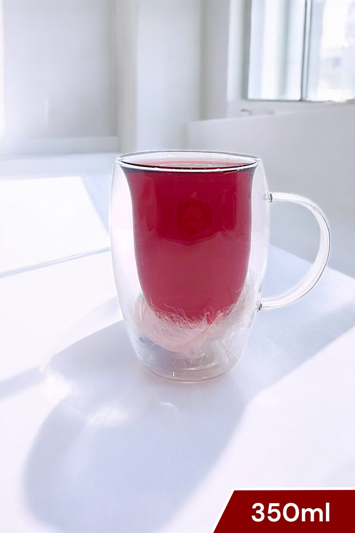 Çift Cidarlı Borosilikat 350ML Tüy Figürlü Bardak Kupa KW-381D