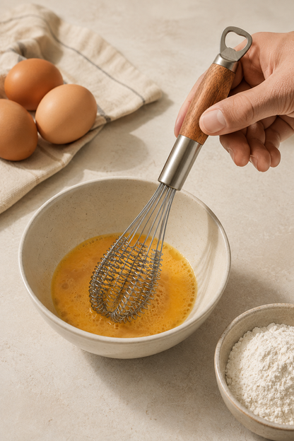 Akasya Saplı Metal Çırpıcı Paslanmaz Çelik Manuel El Çırpıcısı Yumurta Krema Sos Karıştırıcı KW-3366