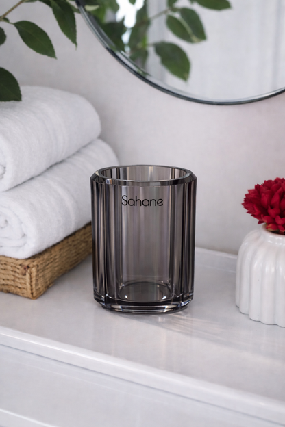 Akrilik Şeffaf Siyah Banyo Füme Diş Fırçalığı SHN-1182