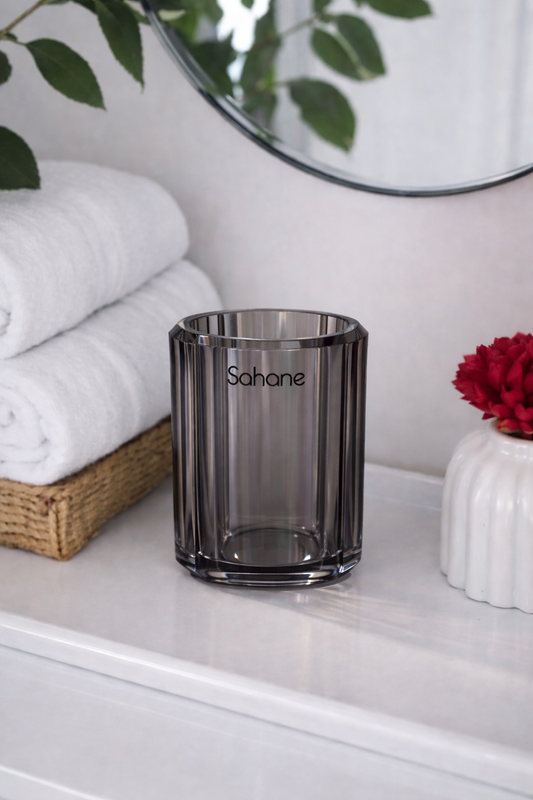 Akrilik Şeffaf Siyah Banyo Füme Diş Fırçalığı SHN-1182