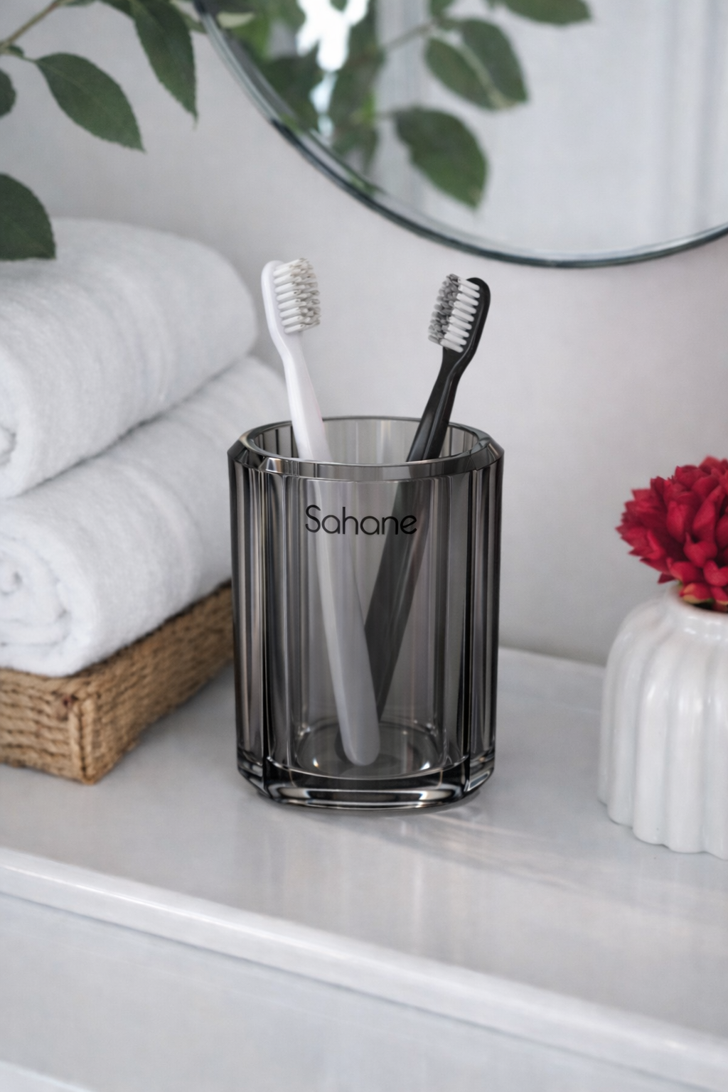 Akrilik Şeffaf Siyah Banyo Füme Diş Fırçalığı SHN-1182