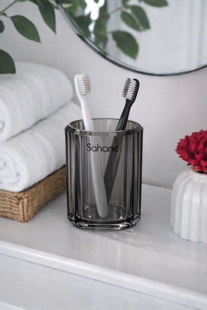 Akrilik Şeffaf Siyah Banyo Füme Diş Fırçalığı SHN-1182