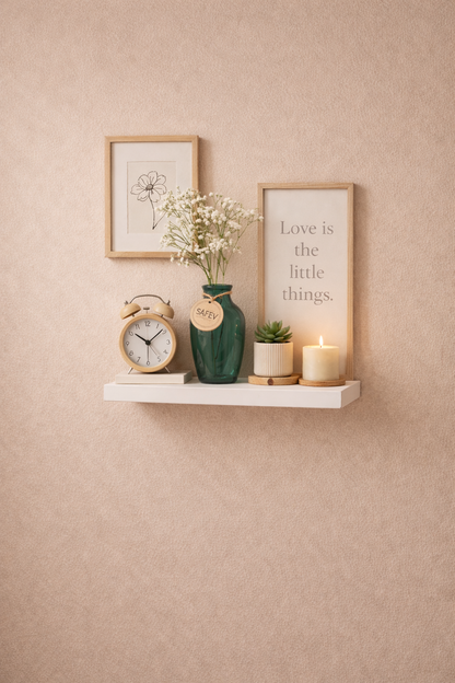 Beyaz Duvar Rafı Minimal Dekoratif Askısız Duvar Rafı Modern Tasarım SHN-2114A