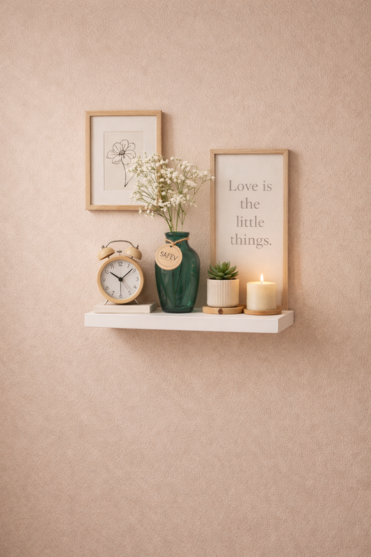 Beyaz Duvar Rafı Minimal Dekoratif Askısız Duvar Rafı Modern Tasarım SHN-2114A