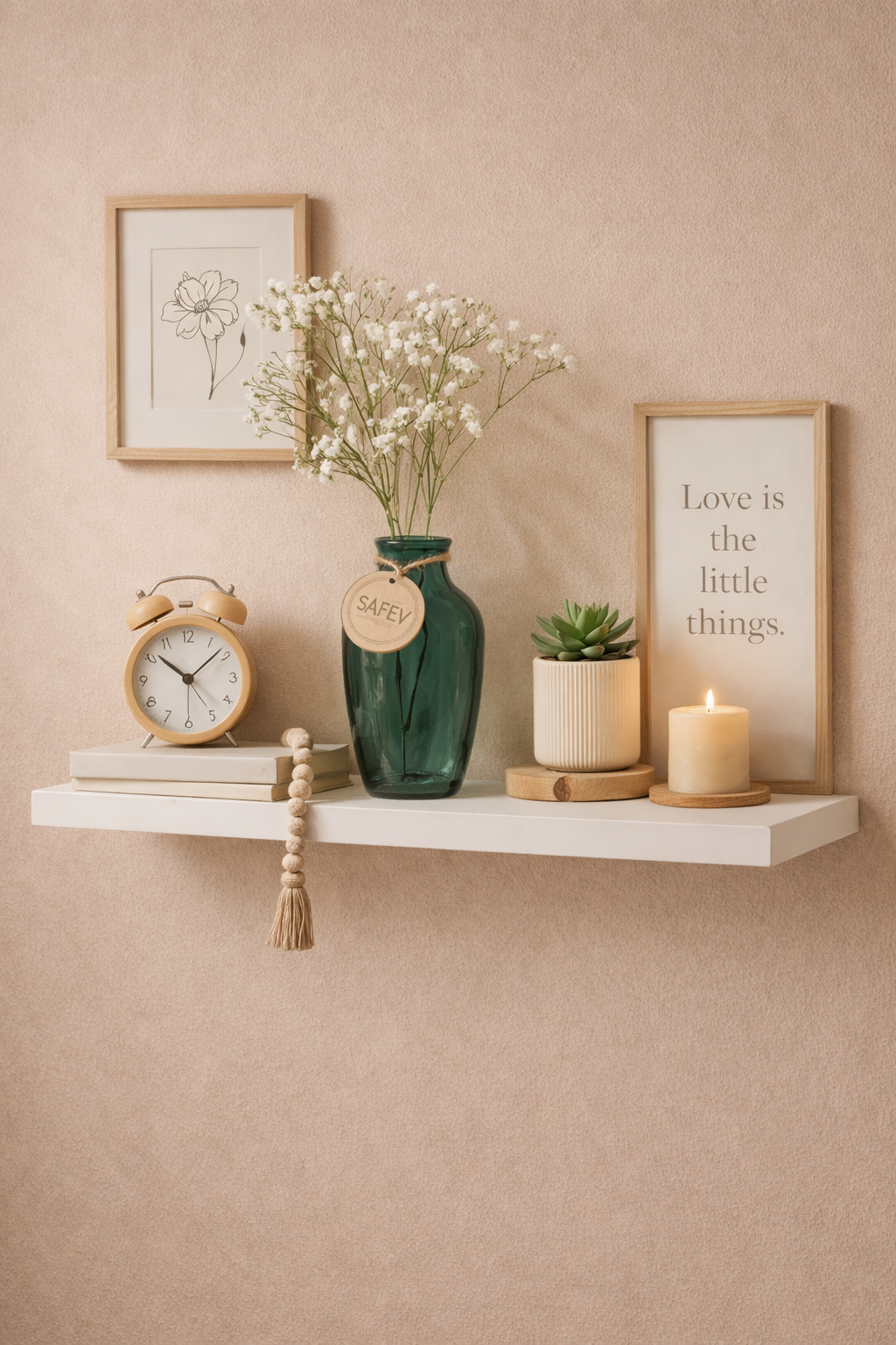 Beyaz Duvar Rafı Minimal Dekoratif Askısız Duvar Rafı Modern Tasarım SHN-2115A