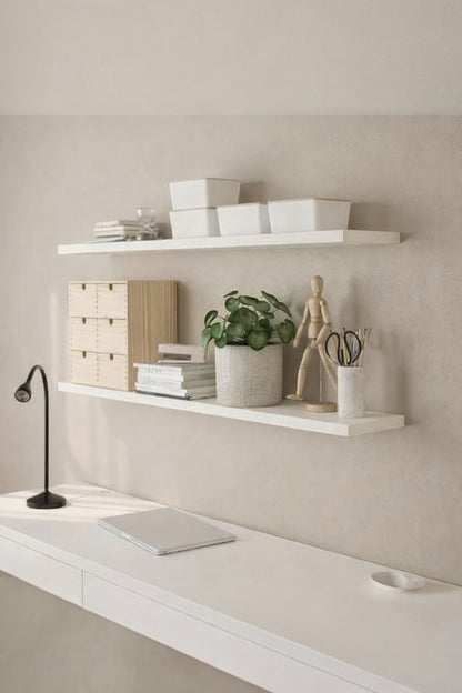 Beyaz Duvar Rafı Minimal Dekoratif Askısız Duvar Rafı Modern Tasarım SHN-2116A
