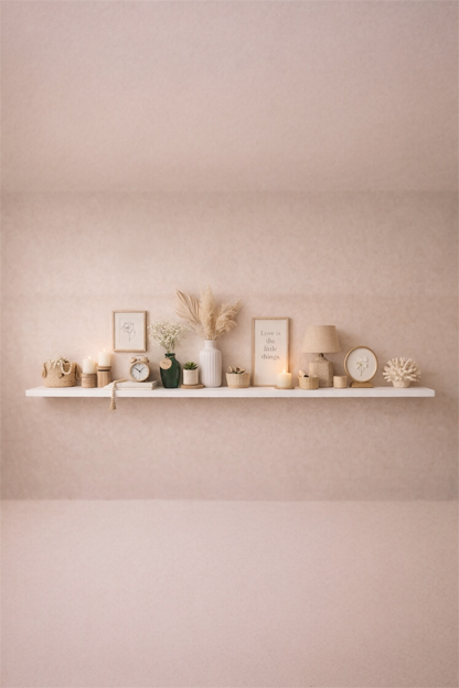 Beyaz Duvar Rafı Minimal Dekoratif Askısız Duvar Rafı Modern Tasarım SHN-2117A