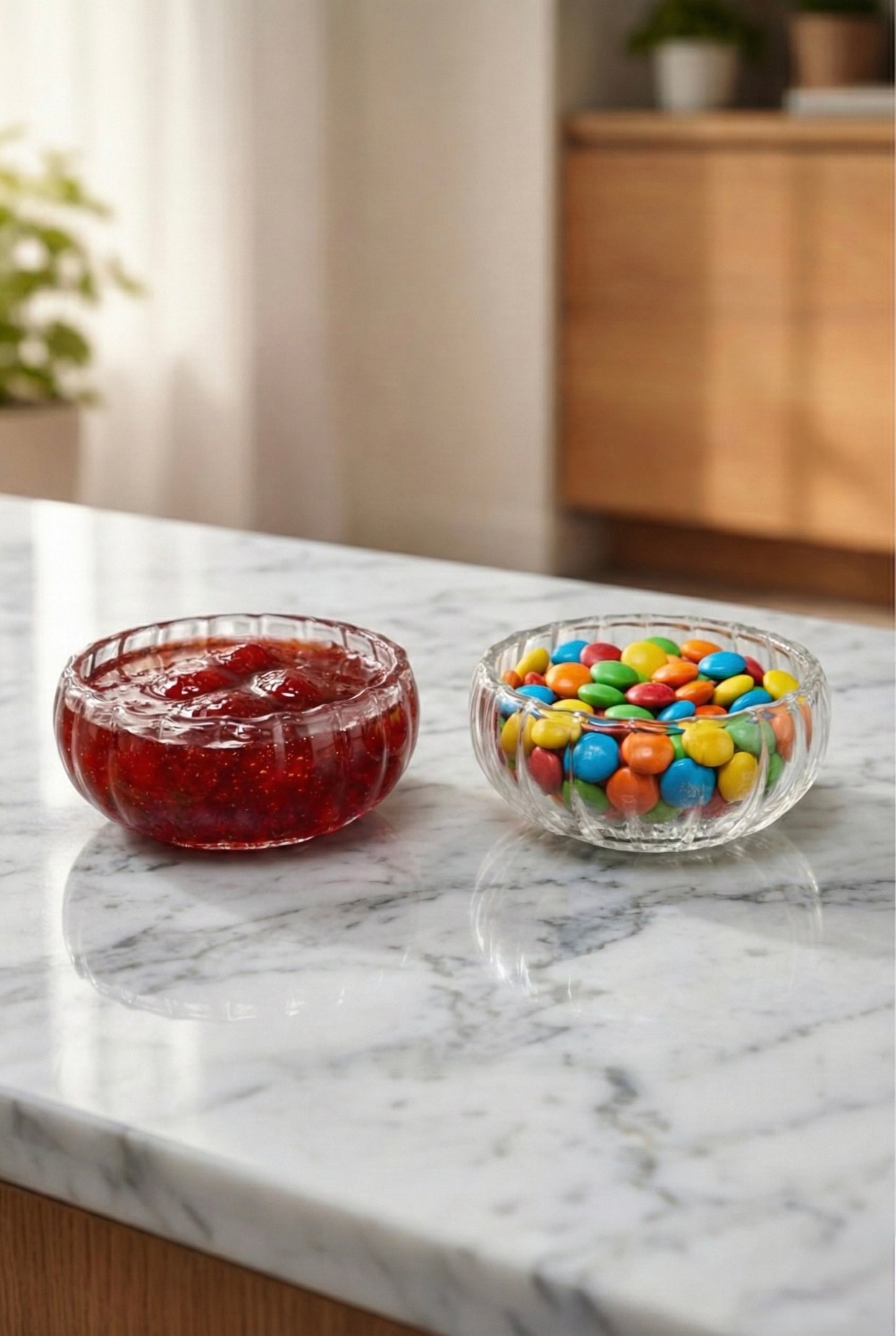 Borosilikat 6 Lı Yuvarlak Çift Cidarlı Çerezlik Cam Kase Drajelik Reçellik Seti KW-702