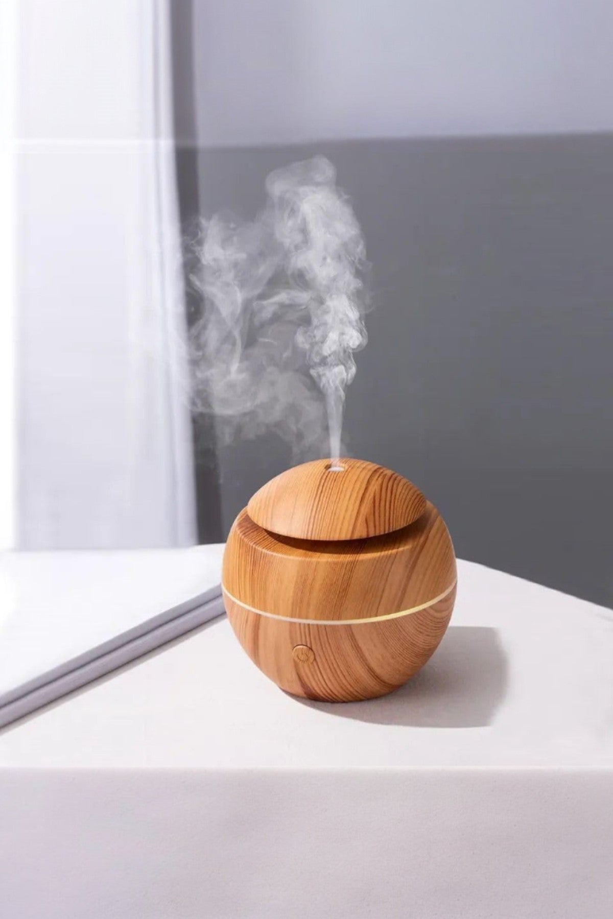 Renkli LED Işıklı Hava Nemlendirici Aromaterapi Soğuk Buhar Ahşap Görünümlü SHN-2300