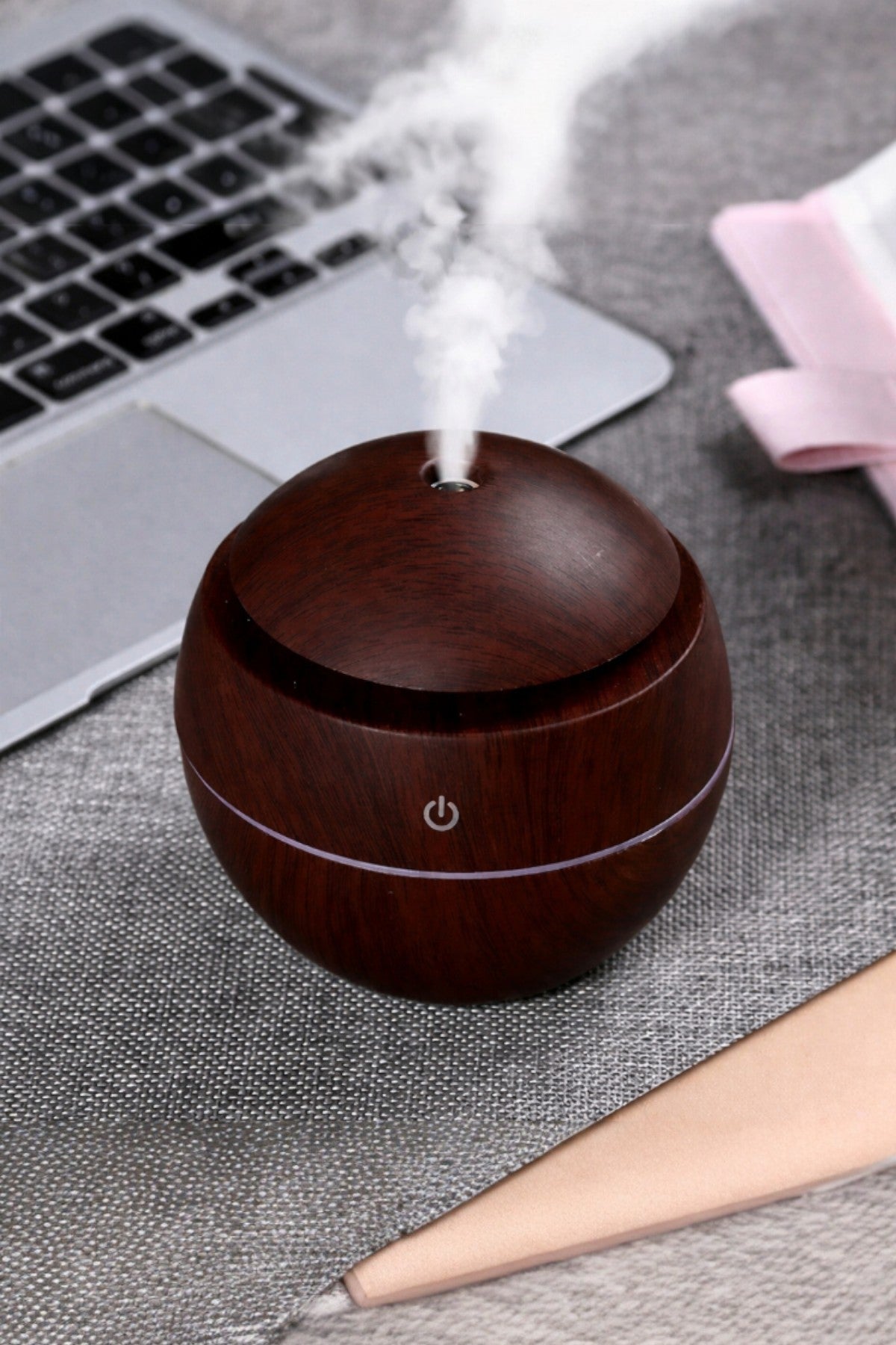 Renkli LED Işıklı Hava Nemlendirici Aromaterapi Soğuk Buhar Ahşap Görünümlü SHN-2300