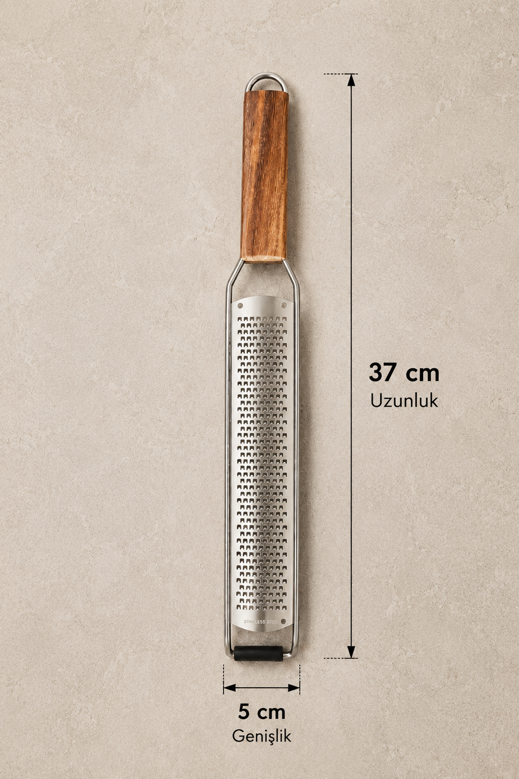 Akasya Saplı İnce Metal Rende Ergonomik Ahşap Saplı Mutfak Rendesi Koruyuculu KW-3411