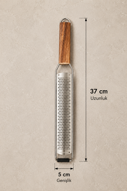 Akasya Saplı İnce Metal Rende Ergonomik Ahşap Saplı Mutfak Rendesi Koruyuculu KW-3411