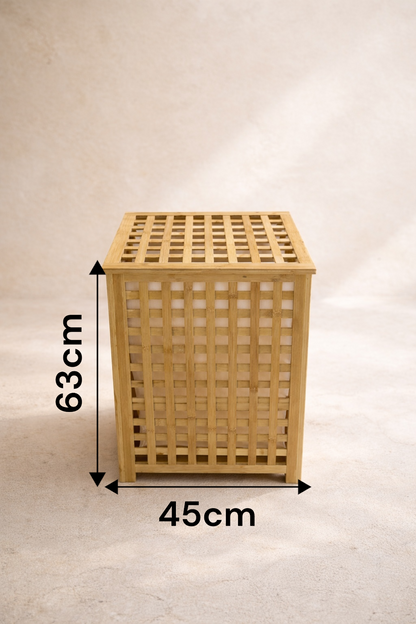 Bambu Çamaşır Sepeti Kapaklı Doğal Bambu Dayanıklı Şık Tasarım SHN-2099