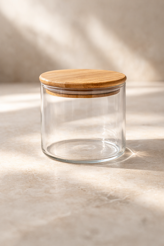 Bambu Contalı Borosilikat 500ML Yuvarlak Kavanoz KW-106