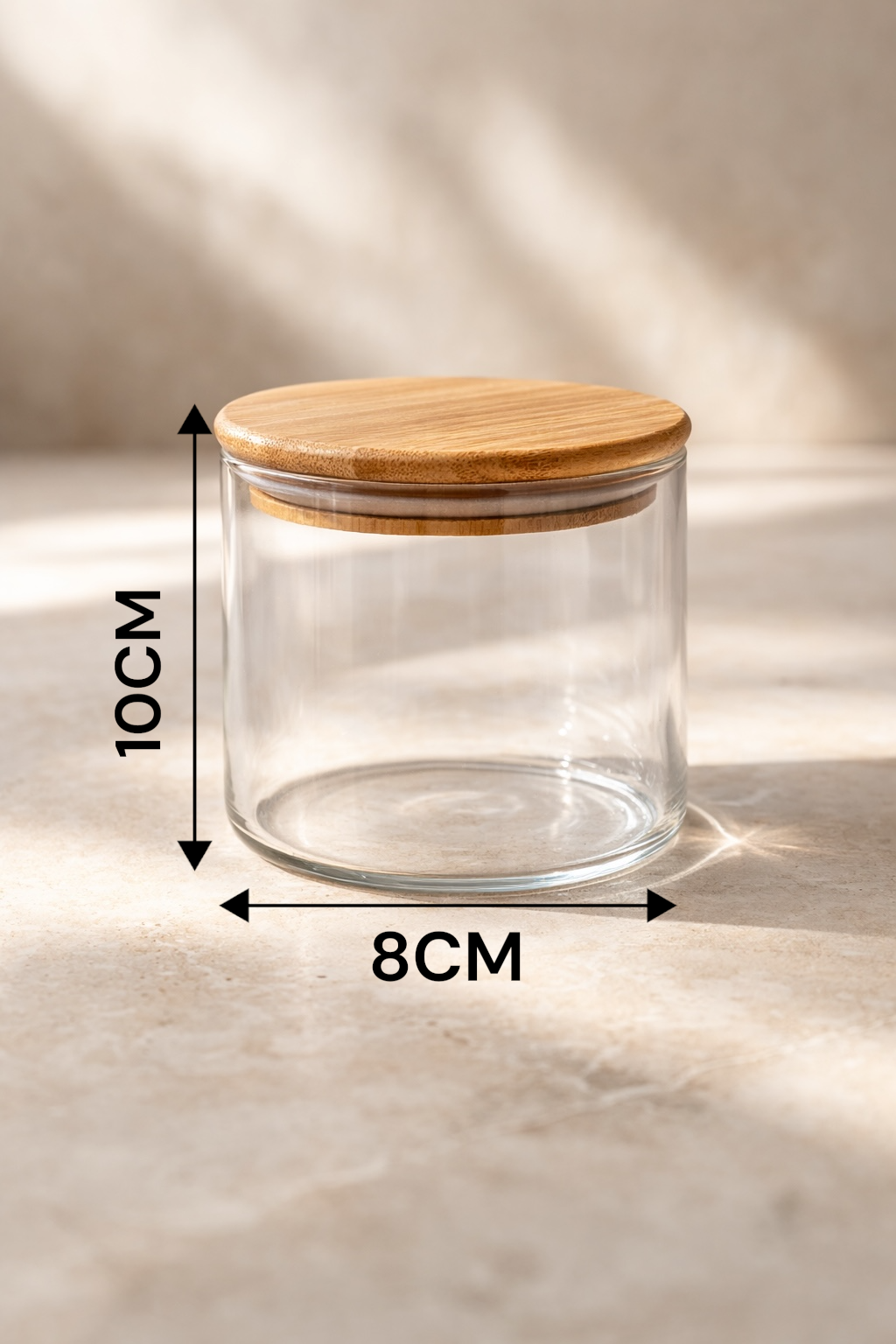Bambu Contalı Borosilikat 500ML Yuvarlak Kavanoz KW-106