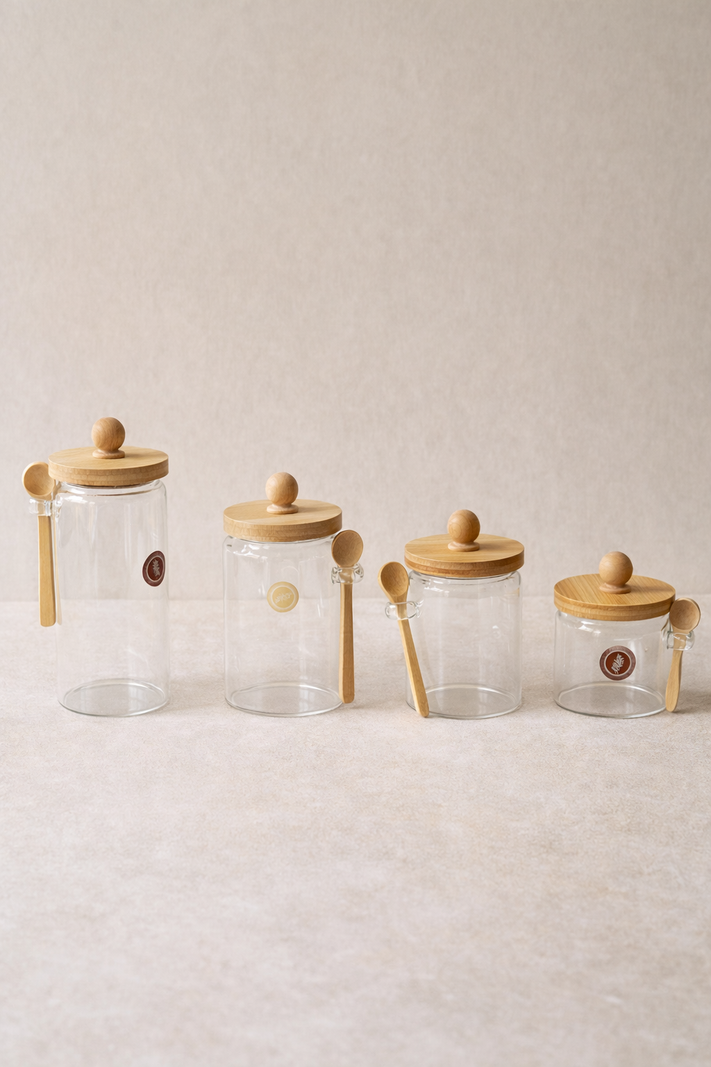 Bambu Kaşıklı Conta Kapaklı Kavanoz Set Baharatlık KW-730-740 Series