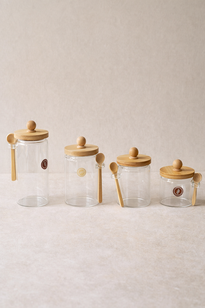 Bambu Kaşıklı Conta Kapaklı Kavanoz Set Baharatlık KW-730-740 Series