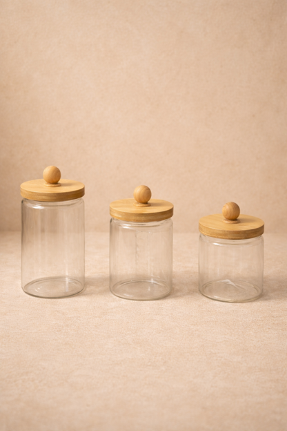 Bambu Conta Kapaklı Kavanoz Set Baharatlık KW-740-2 Series