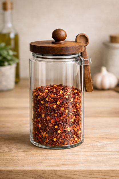 Akasya Kaşıklı Conta Kapaklı Kavanoz Baharatlık KW-737