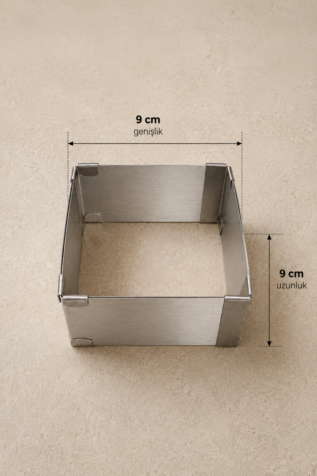 Ayarlanabilir Kare Kek Pasta Kalıbı 9-16 cm Metal Pandispanya Kalıbı KW-3394