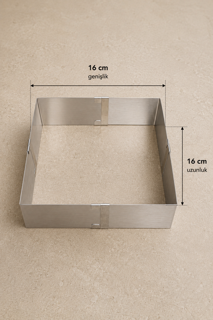 Ayarlanabilir Kare Kek Pasta Kalıbı 9-16 cm Metal Pandispanya Kalıbı KW-3394